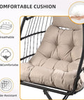 European Foldable Rattan Egg Chair with Cushion image 11