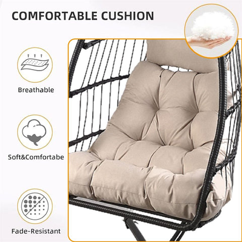 European Foldable Rattan Egg Chair with Cushion image 11