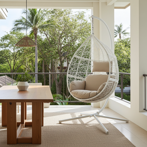 Classic Single Seat Egg Chair - White Colour image 5