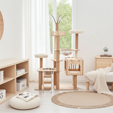 MDF Cat Climbing Frame | Multi-Level Tower with Hideaways