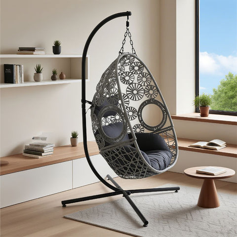 Snowflake Single Seat Egg Chair Luxury - Black Colour image 1