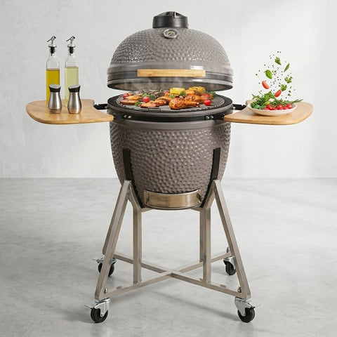 Portable Charcoal Grill 20”-26“ Ceramic BBQ with Cover & Cart