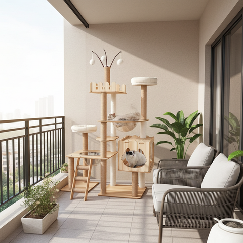 MDF Cat Climbing Frame | Multi-Level Tower with Hideaways