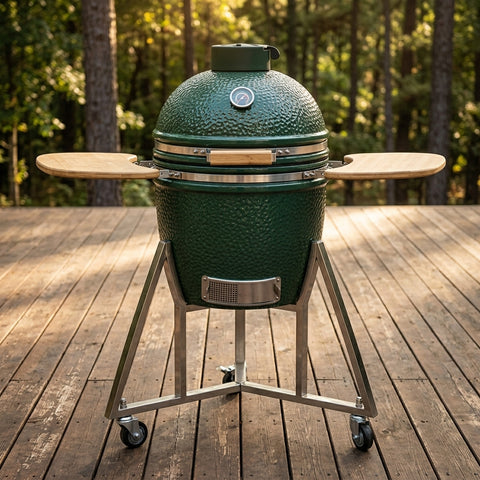 Portable Charcoal Grill 20”-26“ Ceramic BBQ with Cover & Cart