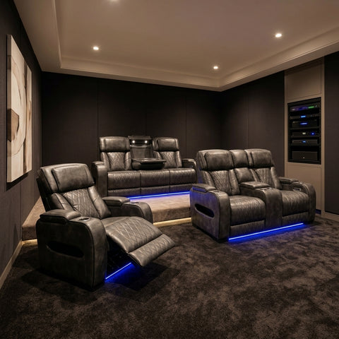 3+2+1 Seater Electric Air Leather Recliner Sofa Set – Dark Grey