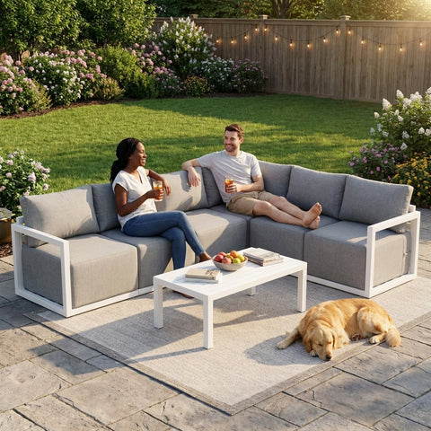 7-Piece Outdoor Aluminium Lounge Sofa Set with Coffee Table - Patio Furniture Australia