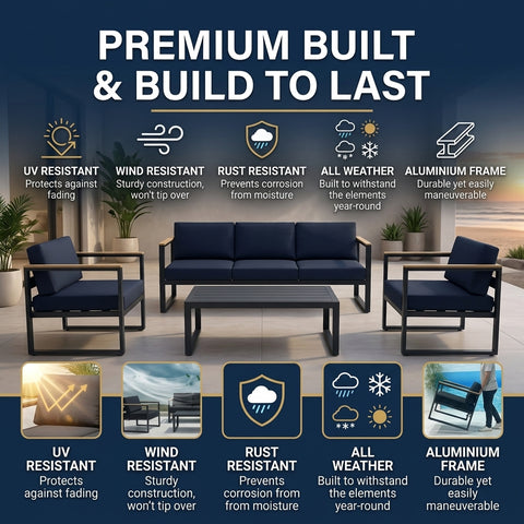 5 Seater Grandeur Outdoor Lounge Suite | Aluminium Sofa Set Australia