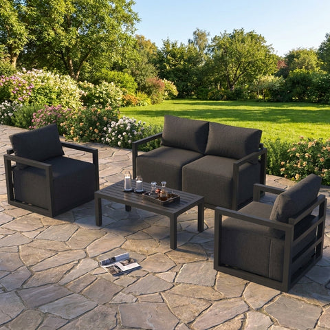 Modern 4-Seater Aluminium Outdoor Lounge Sofa Set with Coffee Table