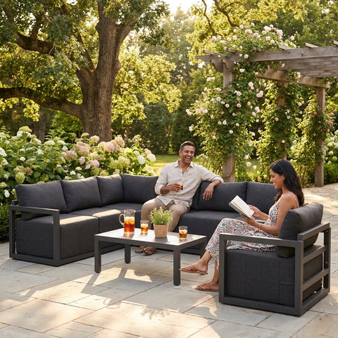 8-Piece Outdoor Aluminium Lounge Set with Coffee Table – Luxury Patio Sofa