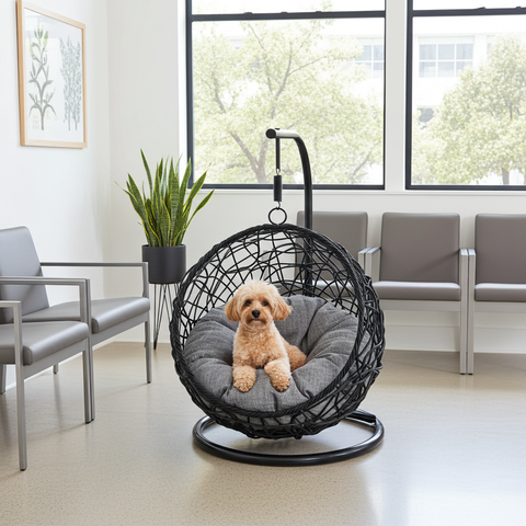 Pet Single Seat Egg Chair Luxury - Black Colour image 3