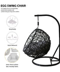 Pet Single Seat Egg Chair Luxury - Black Colour image 8