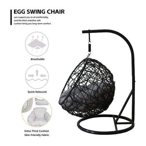 Pet Single Seat Egg Chair Luxury - Black Colour image 8