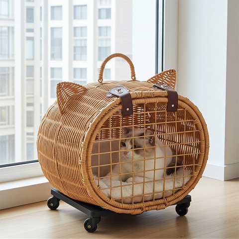Wicker Cat Carrier Trolley image 0