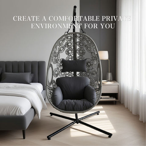 Snowflake Single Seat Egg Chair Luxury - Black Colour image 10