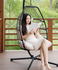 European Foldable Rattan Egg Chair with Cushion image 1