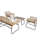 4-Piece Rattan Chair and Table Set with Cushions Modern Outdoor Lounge Set image 9