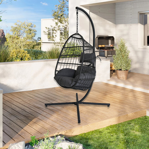 Modern Hanging Egg Chair - Black Colour image 8