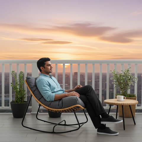 CozyNest Rattan Rocking Chair + Cushion image 6