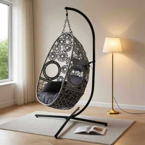 Snowflake Single Seat Egg Chair Luxury - Black Colour image 13