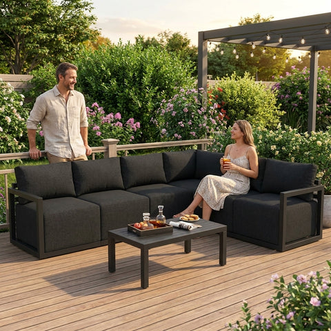 7-Piece Outdoor Aluminium Lounge Sofa Set with Coffee Table - Patio Furniture Australia