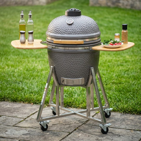 Portable Charcoal Grill 20”-26“ Ceramic BBQ with Cover & Cart