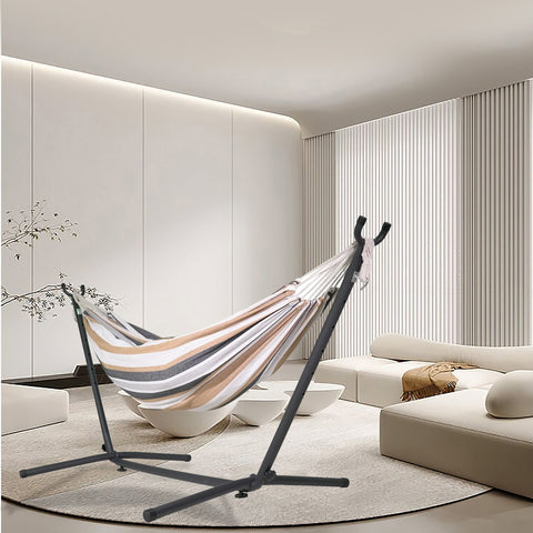 Deluxe Hammock Chair with Stand - Multi Colour Stripes Pattern image 0