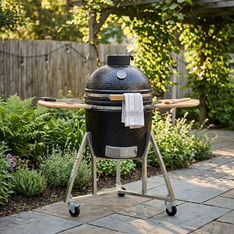 Portable Charcoal Grill 20”-26“ Ceramic BBQ with Cover & Cart