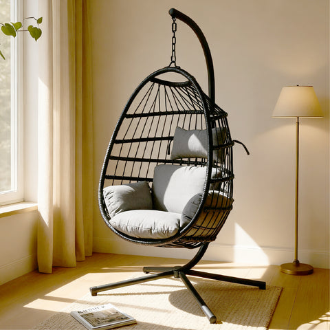 Modern Hanging Egg Chair - Black Colour image 0