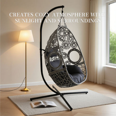 Snowflake Single Seat Egg Chair Luxury - Black Colour image 6