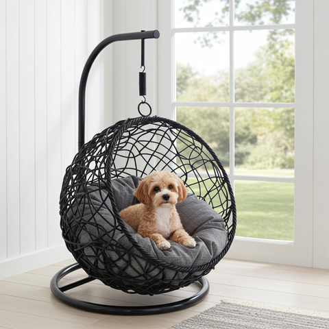 Pet Single Seat Egg Chair Luxury - Black Colour image 0