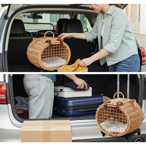 Wicker Cat Carrier Trolley image 8