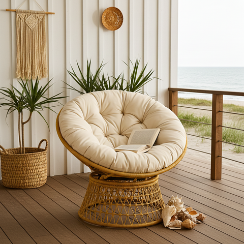 Rotating Papasan Chair with Cushion image 1