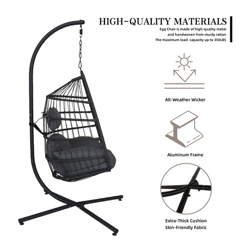 Modern Hanging Egg Chair - Black Colour image 2