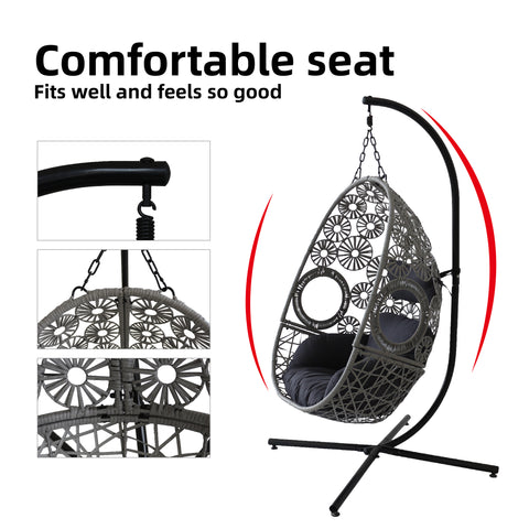 Snowflake Single Seat Egg Chair Luxury - Black Colour image 11