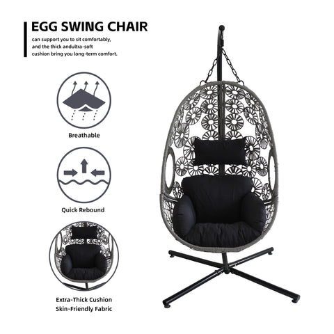 Snowflake Single Seat Egg Chair Luxury - Black Colour image 5
