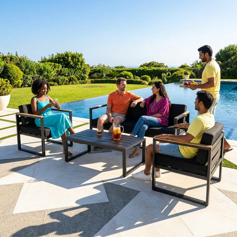 5 Seater Grandeur Outdoor Lounge Suite | Aluminium Sofa Set Australia