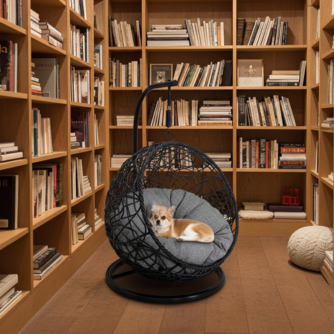 Pet Single Seat Egg Chair Luxury - Black Colour image 5