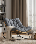 CozyNest Rattan Rocking Chair + Cushion image 0