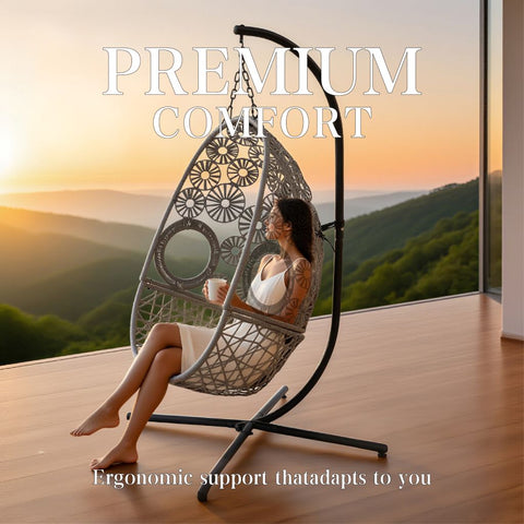 Snowflake Single Seat Egg Chair Luxury - Black Colour image 2