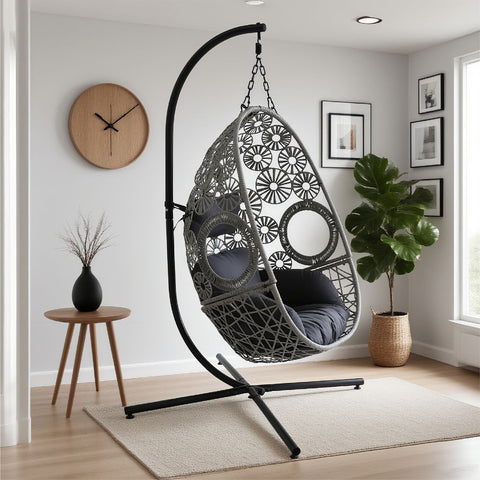 Snowflake Single Seat Egg Chair Luxury - Black Colour image 0