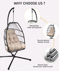 European Foldable Rattan Egg Chair with Cushion image 9