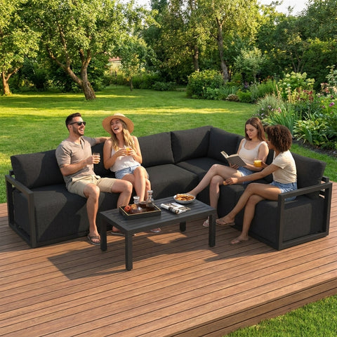 7-Piece Outdoor Aluminium Lounge Sofa Set with Coffee Table - Patio Furniture Australia