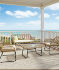 4-Piece Rattan Chair and Table Set with Cushions Modern Outdoor Lounge Set image 0