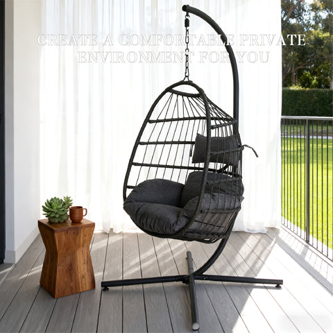 Modern Hanging Egg Chair - Black Colour image 6