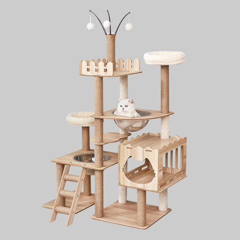 MDF Cat Climbing Frame | Multi-Level Tower with Hideaways