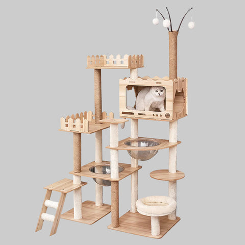 MDF Cat Climbing Frame | Multi-Level Tower with Hideaways