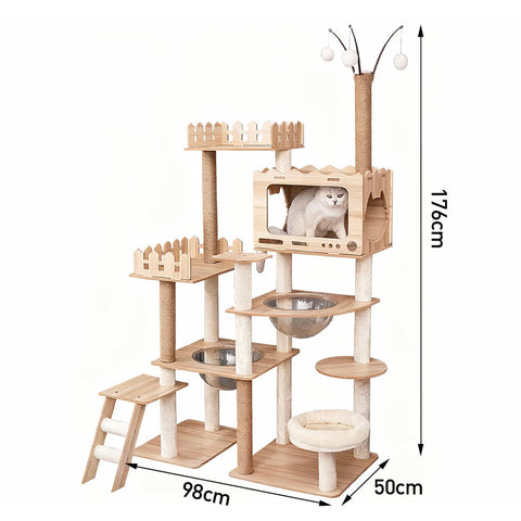 MDF Cat Climbing Frame | Multi-Level Tower with Hideaways