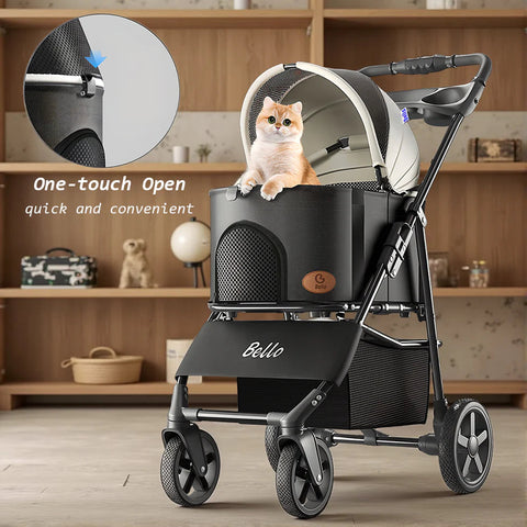 Foldable And Detachable Wrought Iron Frame Pet Stroller