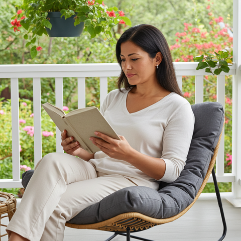 CozyNest Rattan Rocking Chair + Cushion image 4