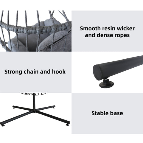 Modern Hanging Egg Chair - Black Colour image 9